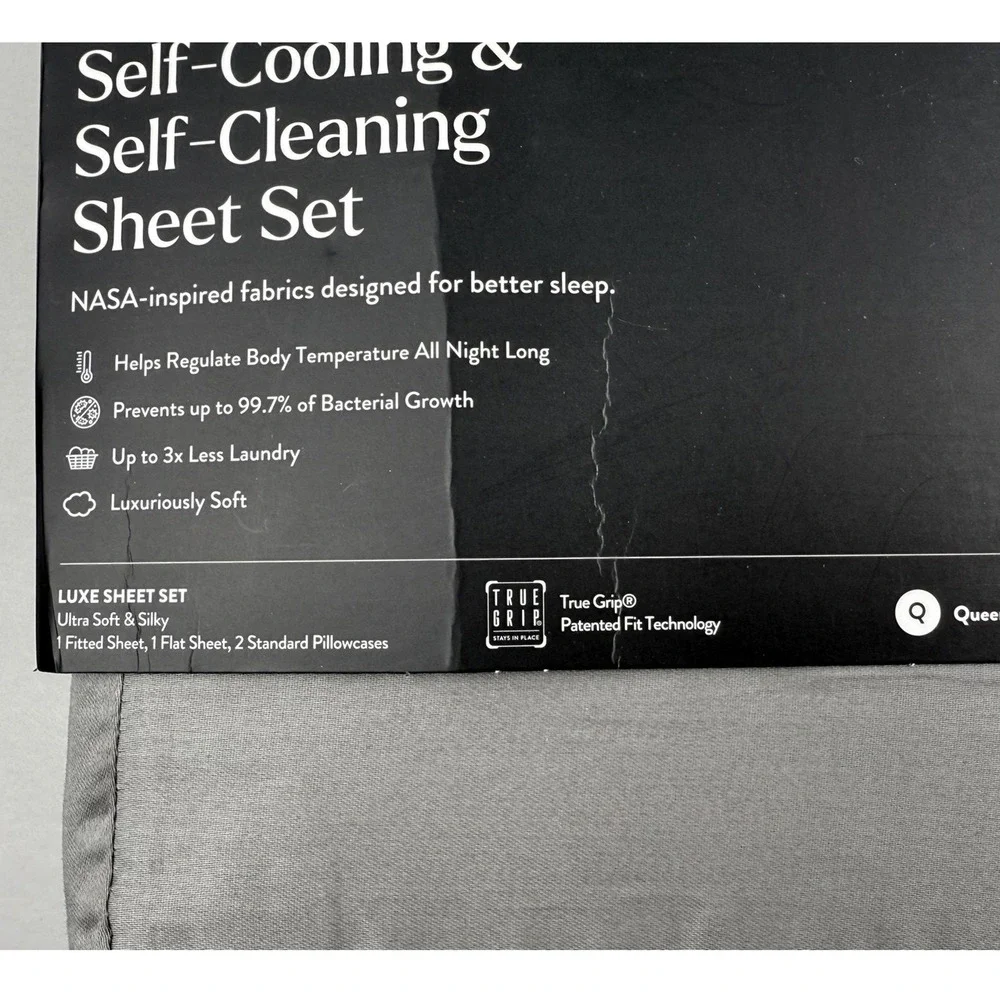 Miracle Made Sheet Set Self-Cooling Self-Cleaning QUEEN Luxe Stone Gray Sateen